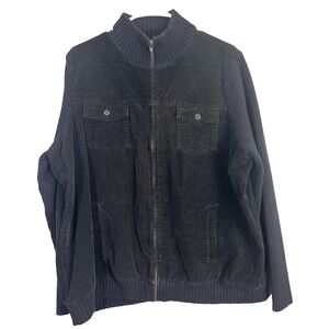 Lauren Ralph Lauren Jacket Womens 2X Black Corduroy Ribbed Knit Utility Classic